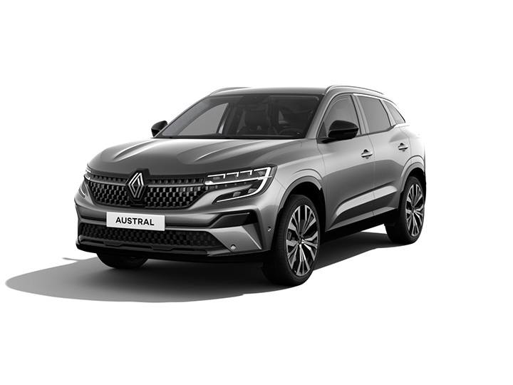 Renault Austral: moderner SUV in silberner Farbe mit eleganten Linien und markanter Frontansicht.