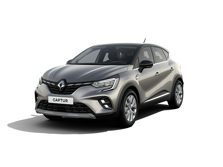 Renault Captur in Silber, kompakter SUV mit modernem Design und robusten Linien.