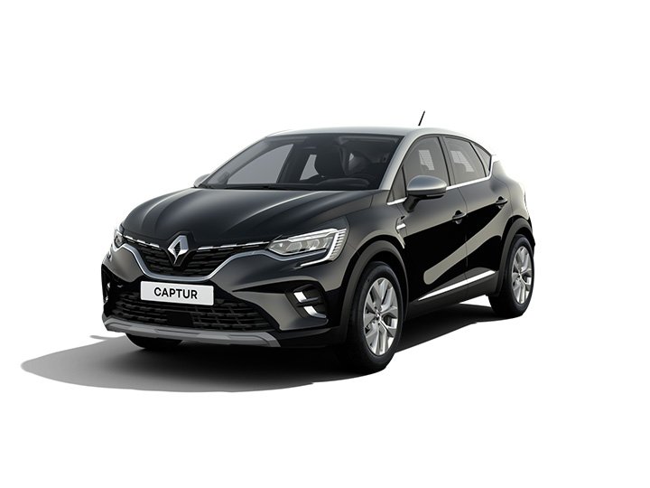 Schwarzer Renault Captur, ein modernes SUV mit schickem Design und elegantem Profil.