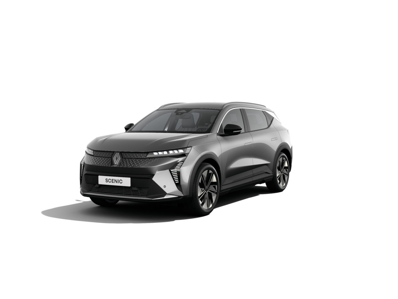 Renault Scenic in Grau, moderne SUV-Ästhetik mit markantem Design und innovativen Details.
