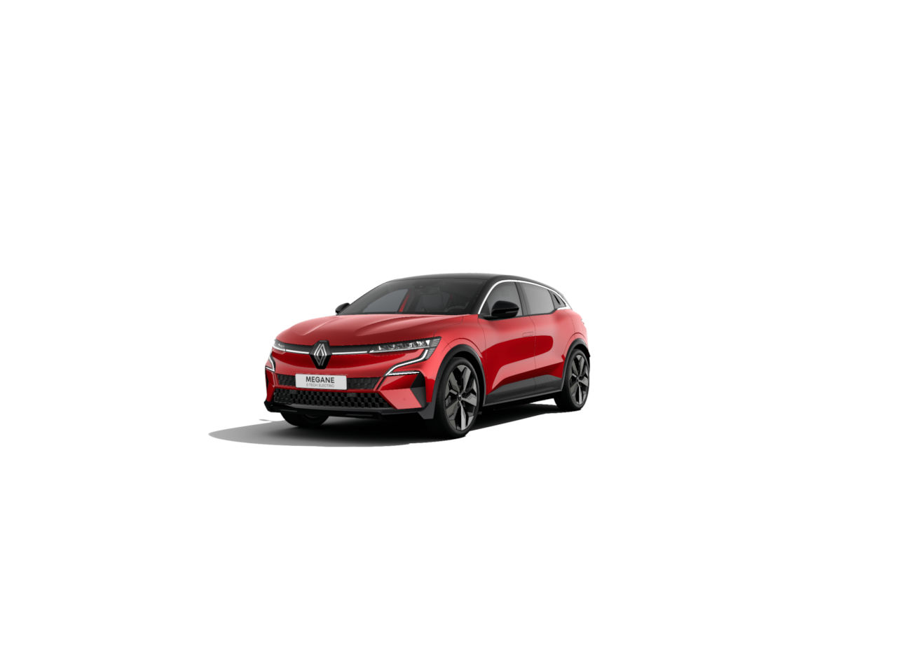 Ein roter Renault Mégane in moderner Bauweise, präsentiert auf neutralem Hintergrund.