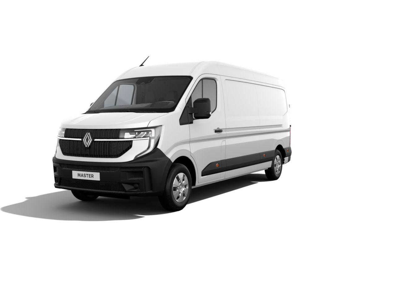 Renault Master Lieferwagen in weiß, seitliche Ansicht, ideale Transportlösung für Gewerbe.