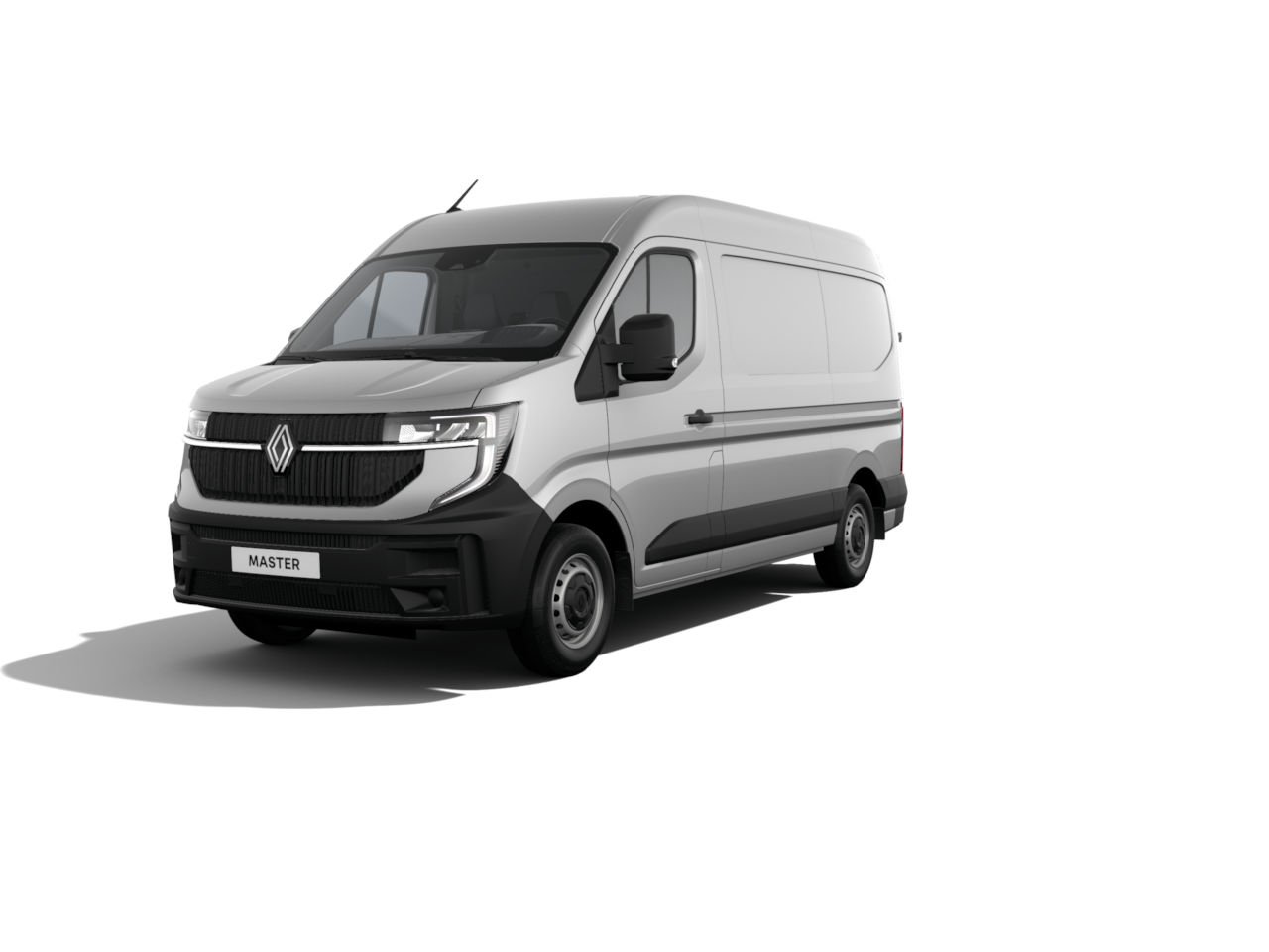 Renault Master Kastenwagen in Grau, Frontansicht, ideal für Transporte und Logistik.