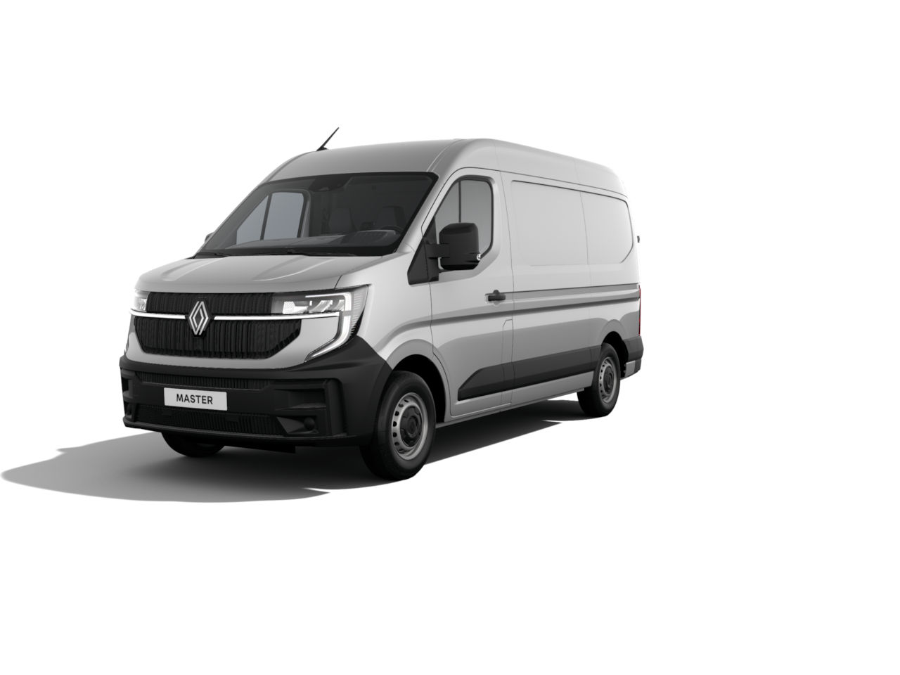 Renault Master Kastenwagen in der Frontansicht auf weißem Hintergrund. Ideal für Transport und Gewerbe.