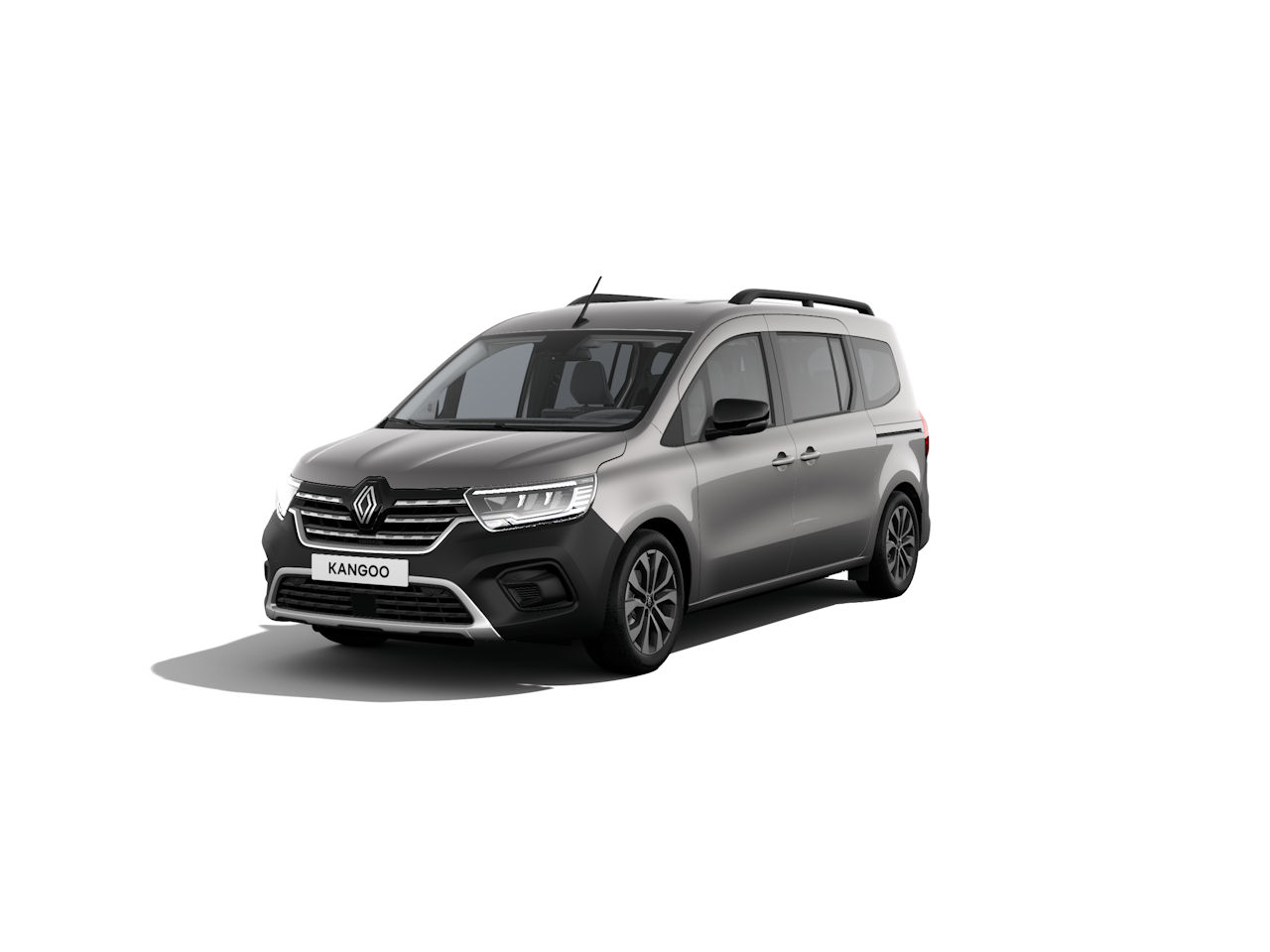 Renault Kangoo in grau, Frontansicht, moderner Familienvan, optimal für Transport und Freizeit.