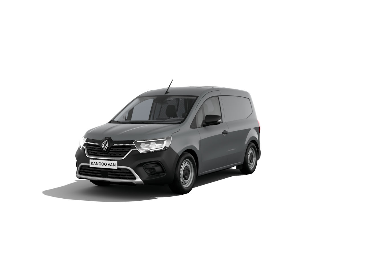 Renault Kangoo Van in Grau, frontal Ansicht, kompakter Transporter für verschiedene Anwendungen.