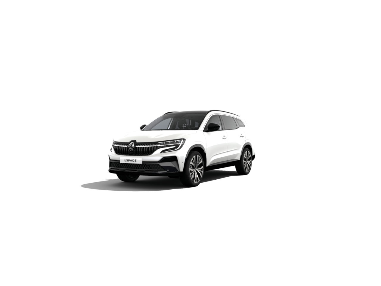 Ein weißer Renault Espace SUV auf einem neutralen Hintergrund, modern und elegant im Design.
