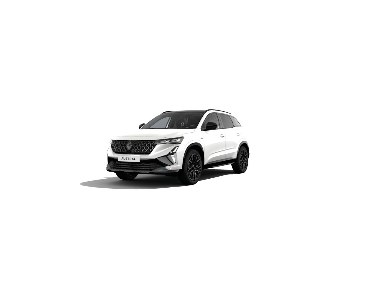 Renault Austral SUV in Weiß mit sportlichen schwarzen Felgen, modernem Design und eleganten Linien.