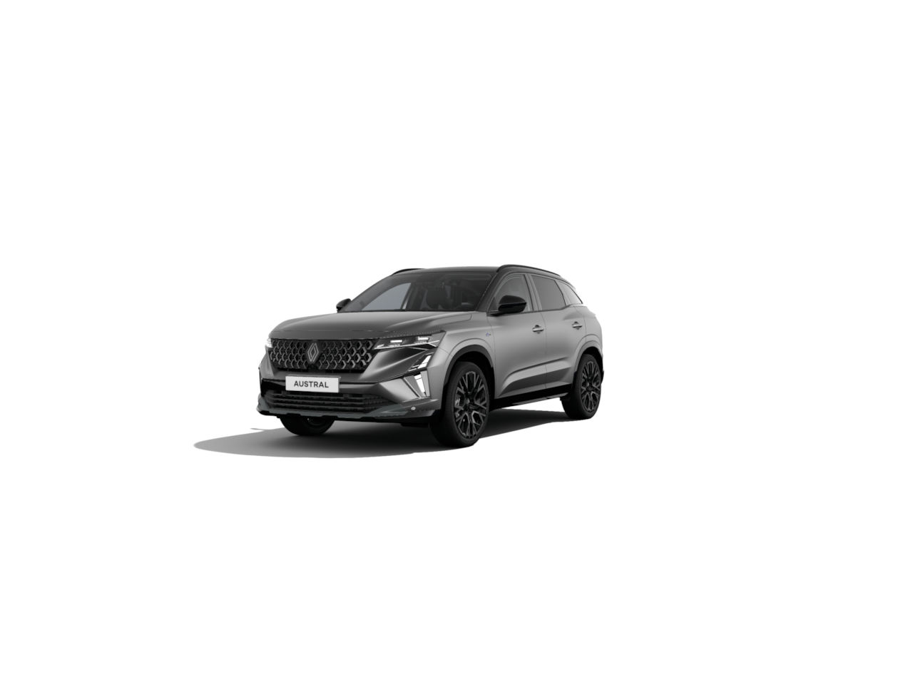 Renault Australien SUV in mattem Grau, sportliches Design und schwarze Felgen, seitliche Ansicht.