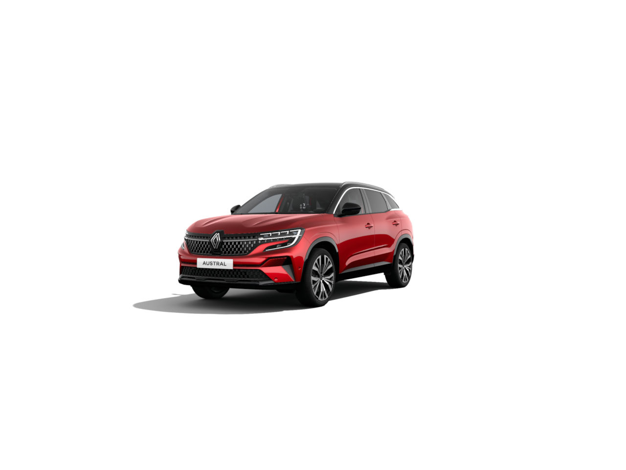 Renault Austral, ein rotes SUV, das modern und sportlich aussieht, vor weißem Hintergrund.