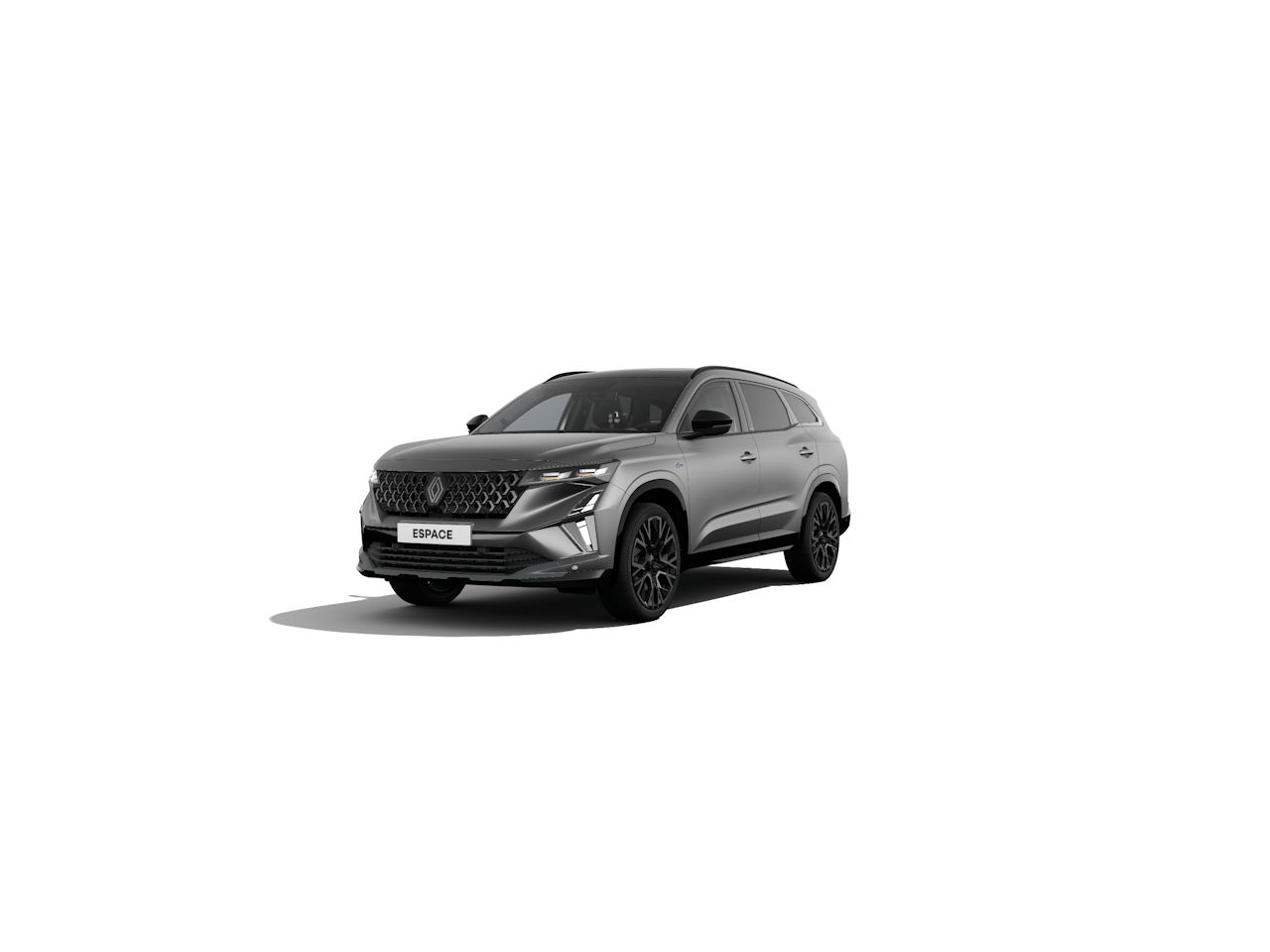 Ein grauer Renault Espace SUV, stilvoll und modern, mit sportlichen schwarzen Felgen.