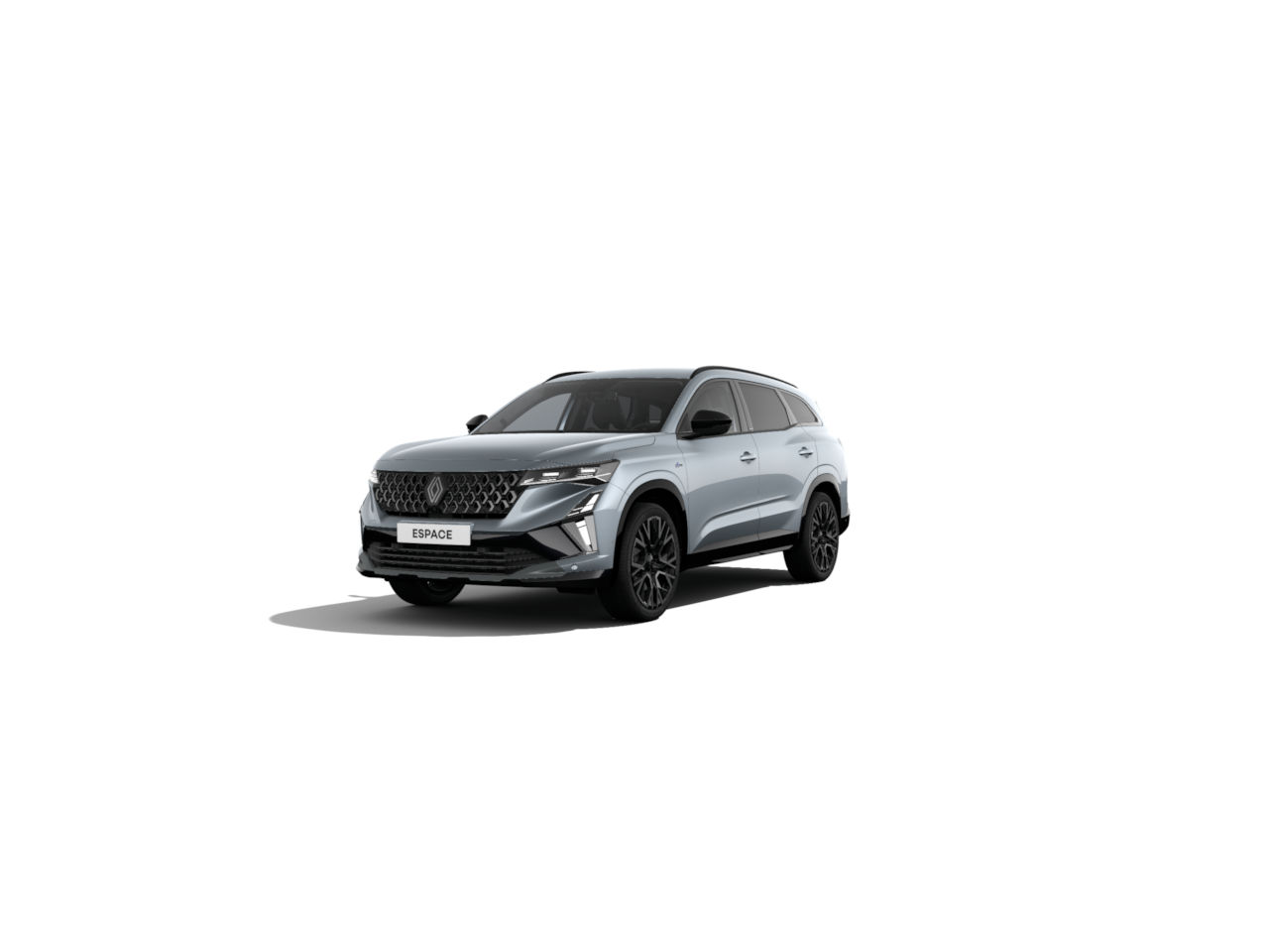 Renault Espace SUV in silber, seitlich dargestellt mit sportlichem Design und schwarzen Felgen.
