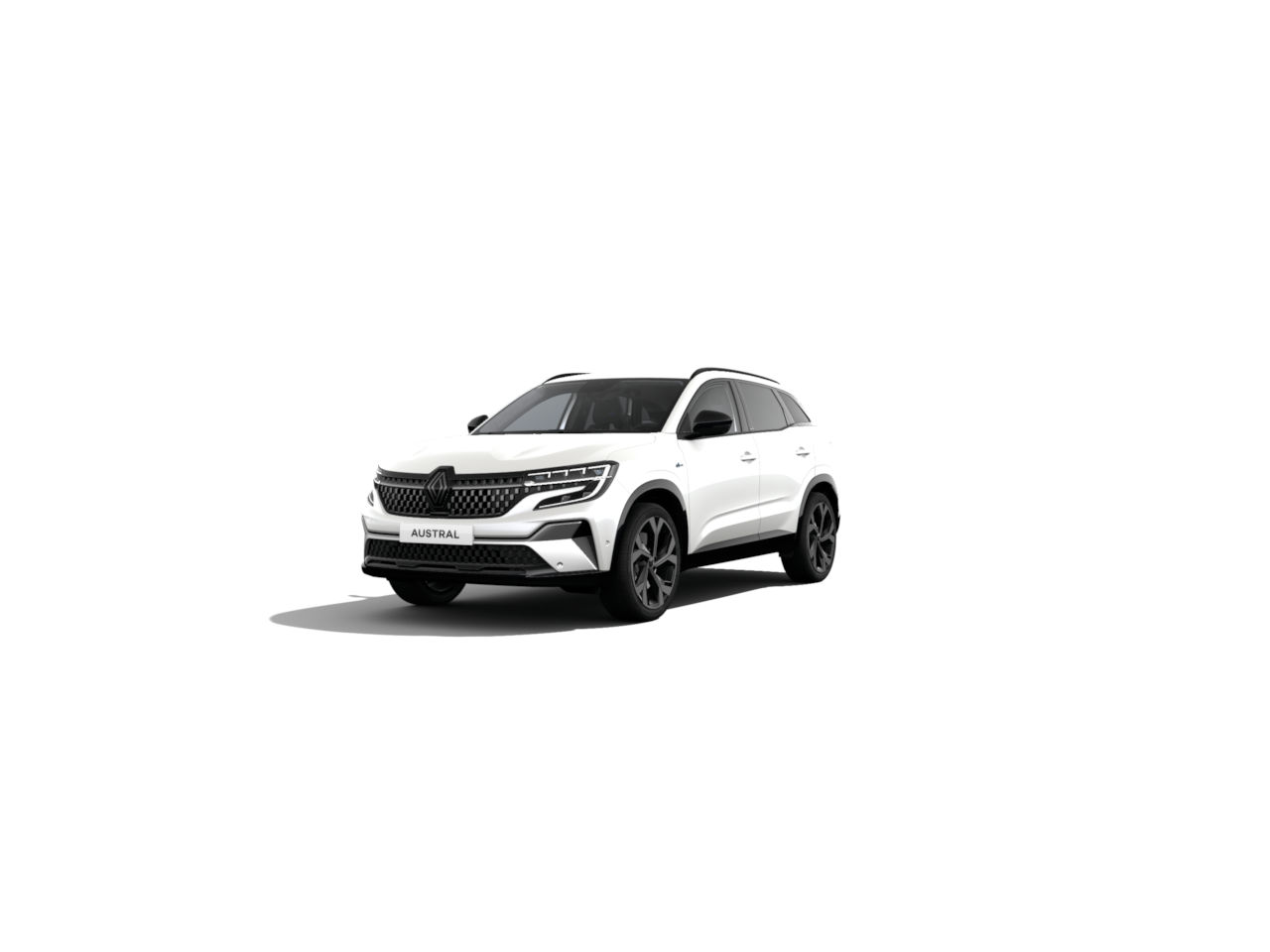Weißer Renault Austral SUV mit sportlichem Design auf hellem Hintergrund.