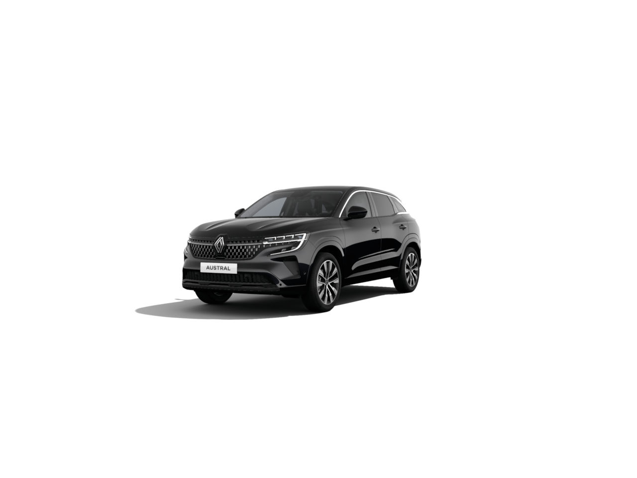 Schwarzes SUV Renault Austral, sportliches Design, präsentiert auf weißem Hintergrund.