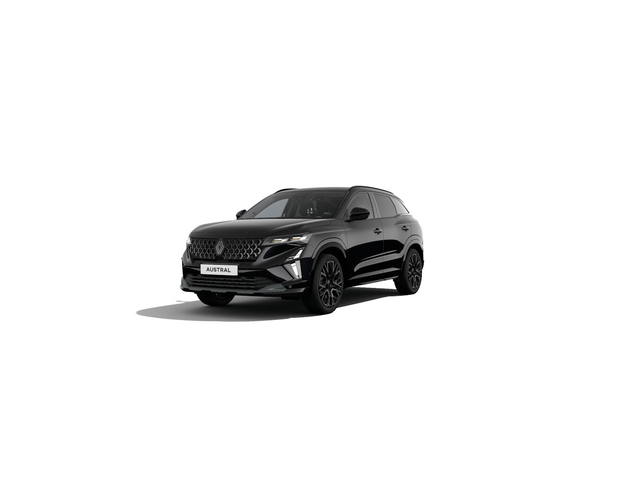 Schwarzes SUV Renault Austral mit sportlichem Design auf hellem Hintergrund.