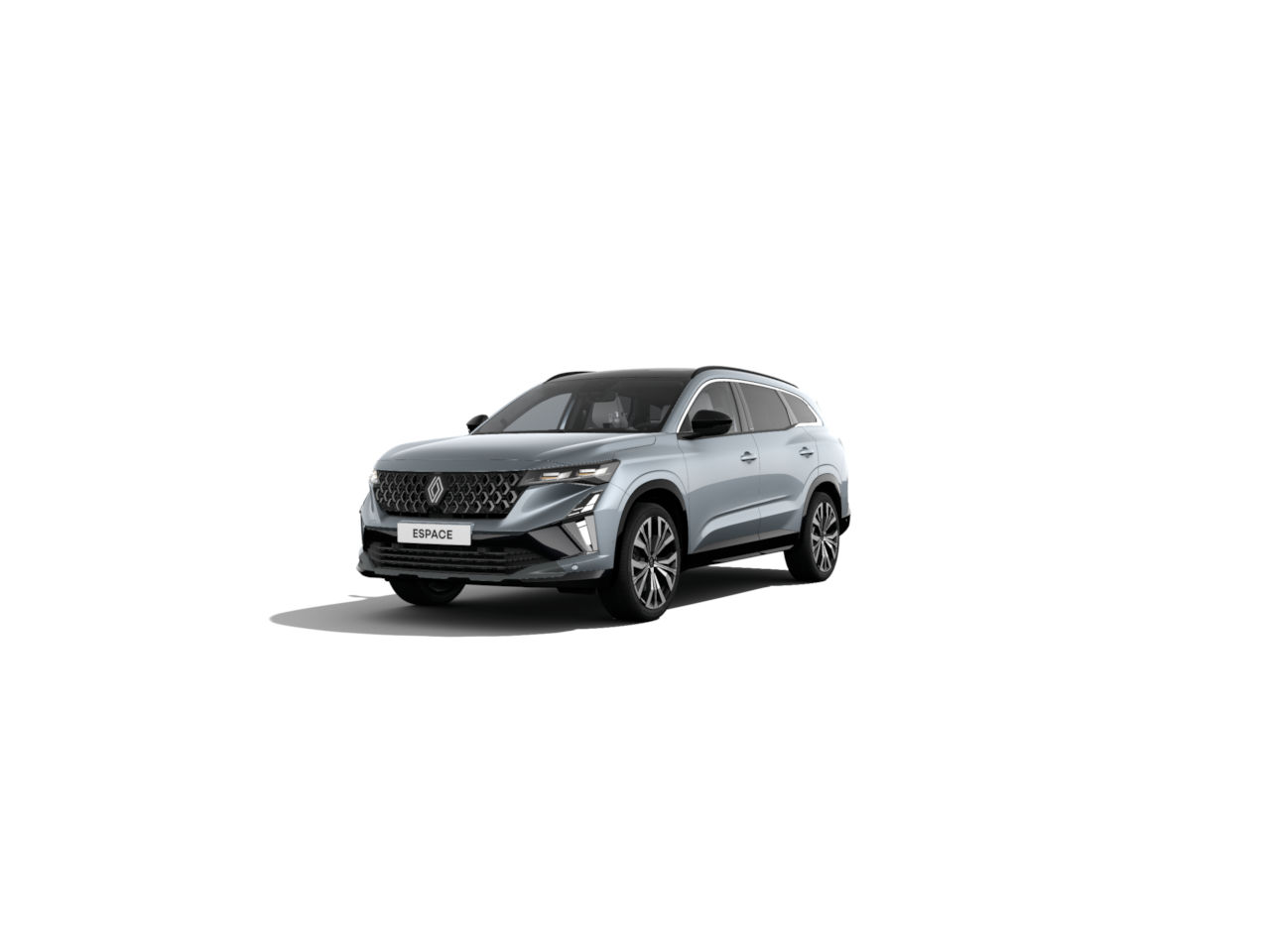 Luzides Bild eines modernen SUV, Renault Espace, silbergrau mit stilvollem Design und Alufelgen.