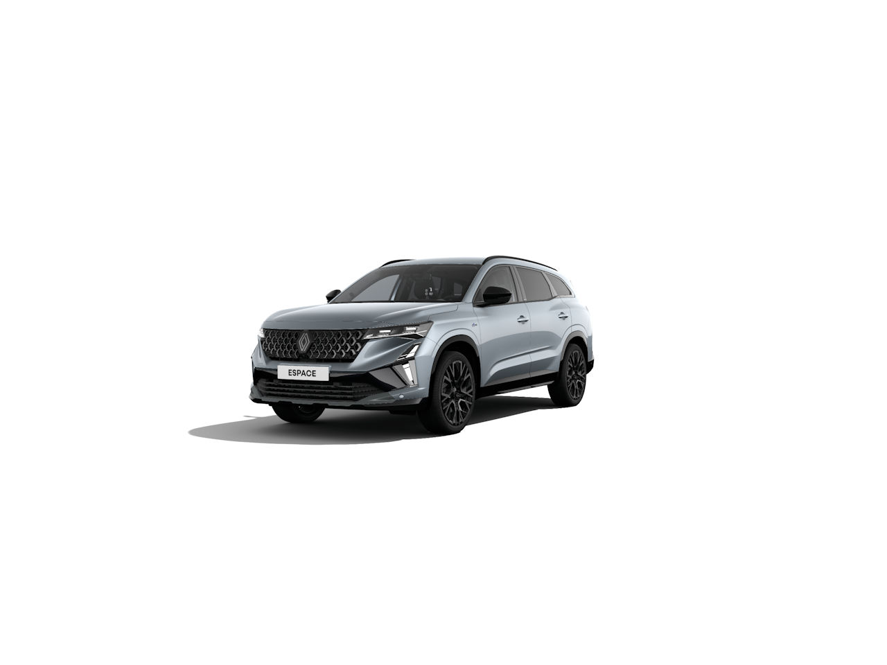 Ein silberner SUV mit sportlichem Design, Modell Espace, auf weißem Hintergrund.