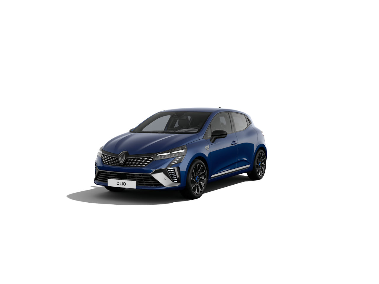Renault Clio im sportlichen Design in Blau, frontal von links fotografiert.