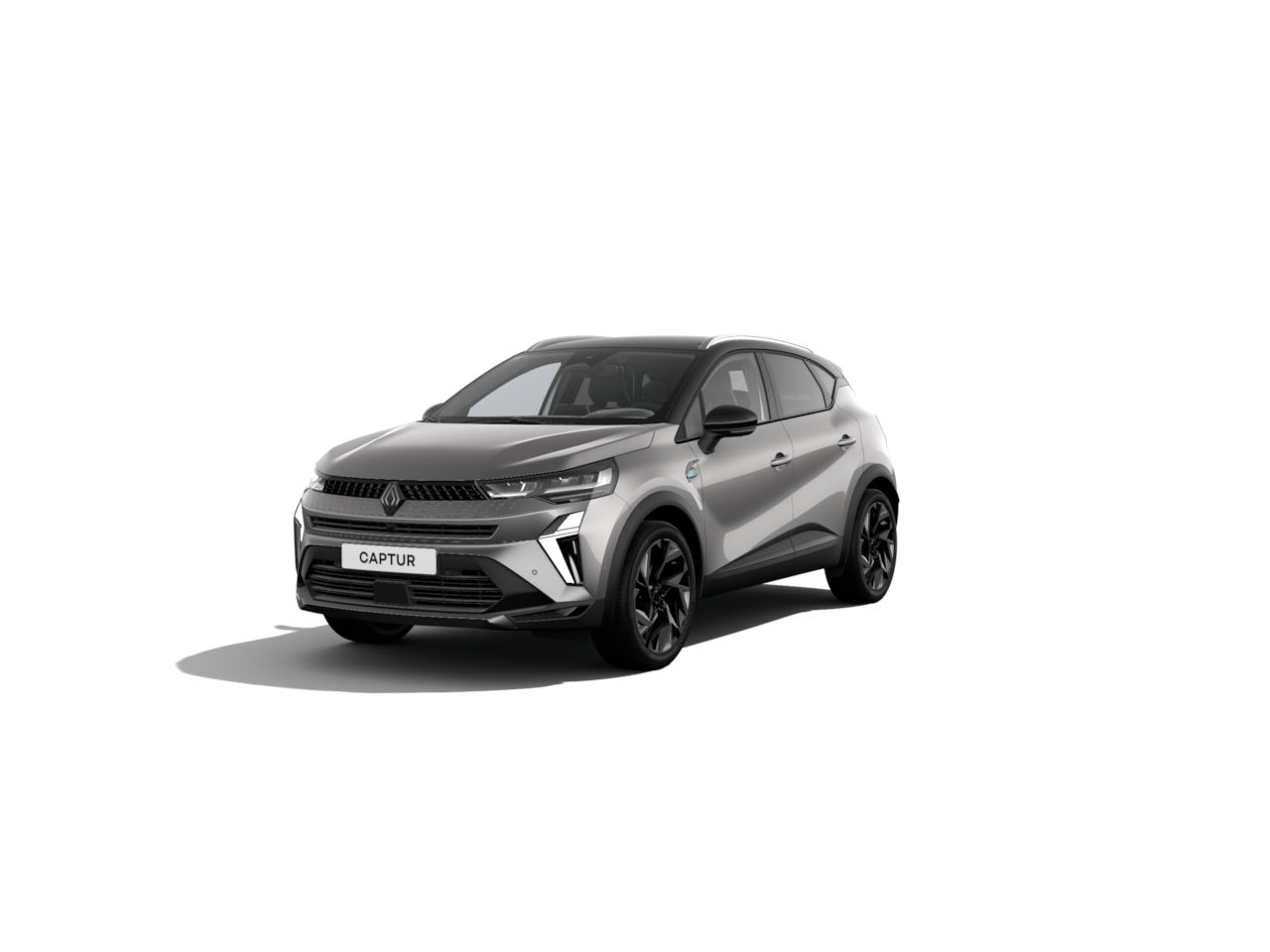 Renault Captur SUV in Grau mit schwarzem Dach, sportlichem Design und modernem Look.