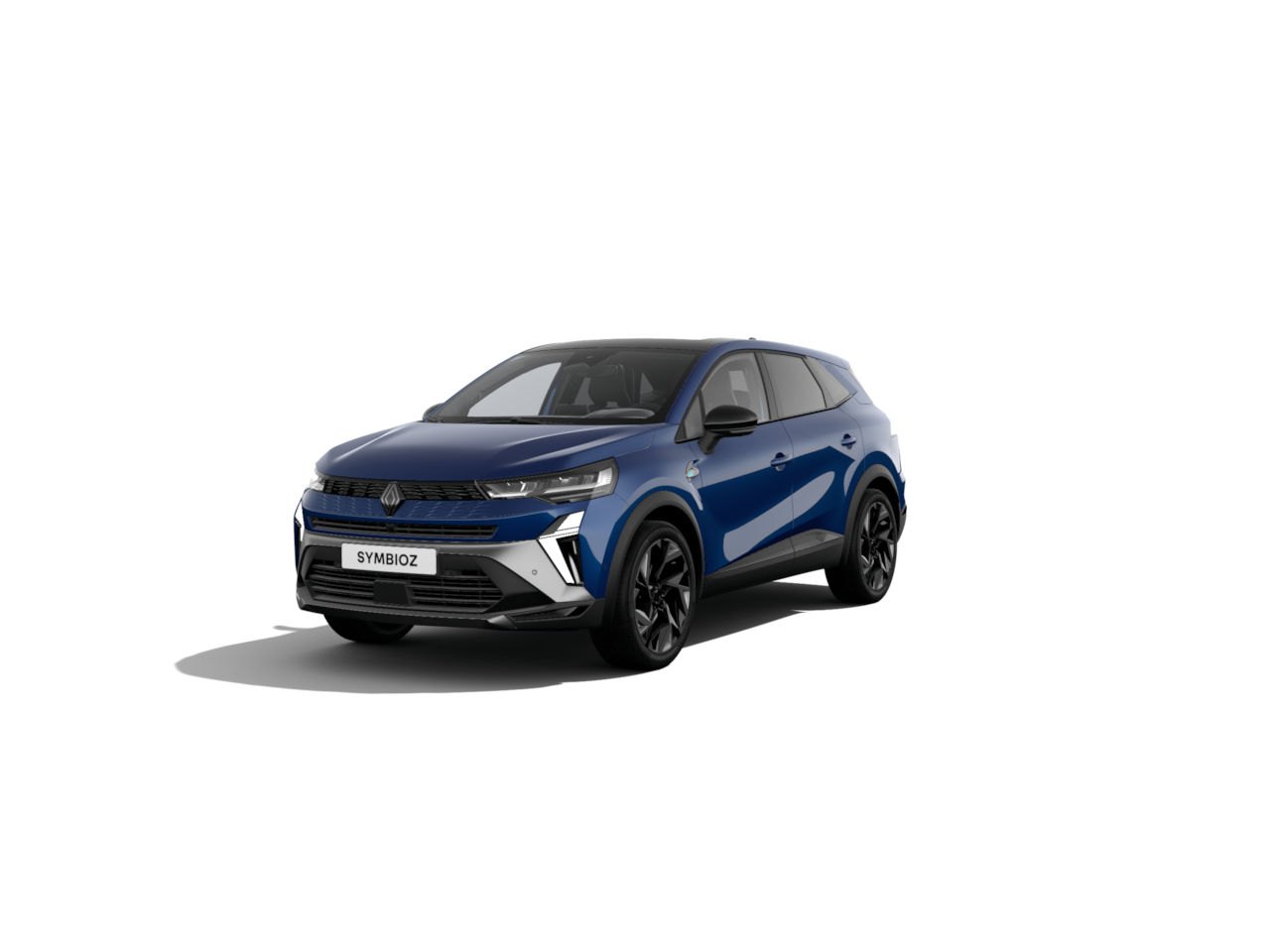Blauer SUV, Modell Symbioz, mit modernen Designelementen und sportlichen Felgen, auf weißem Hintergrund.
