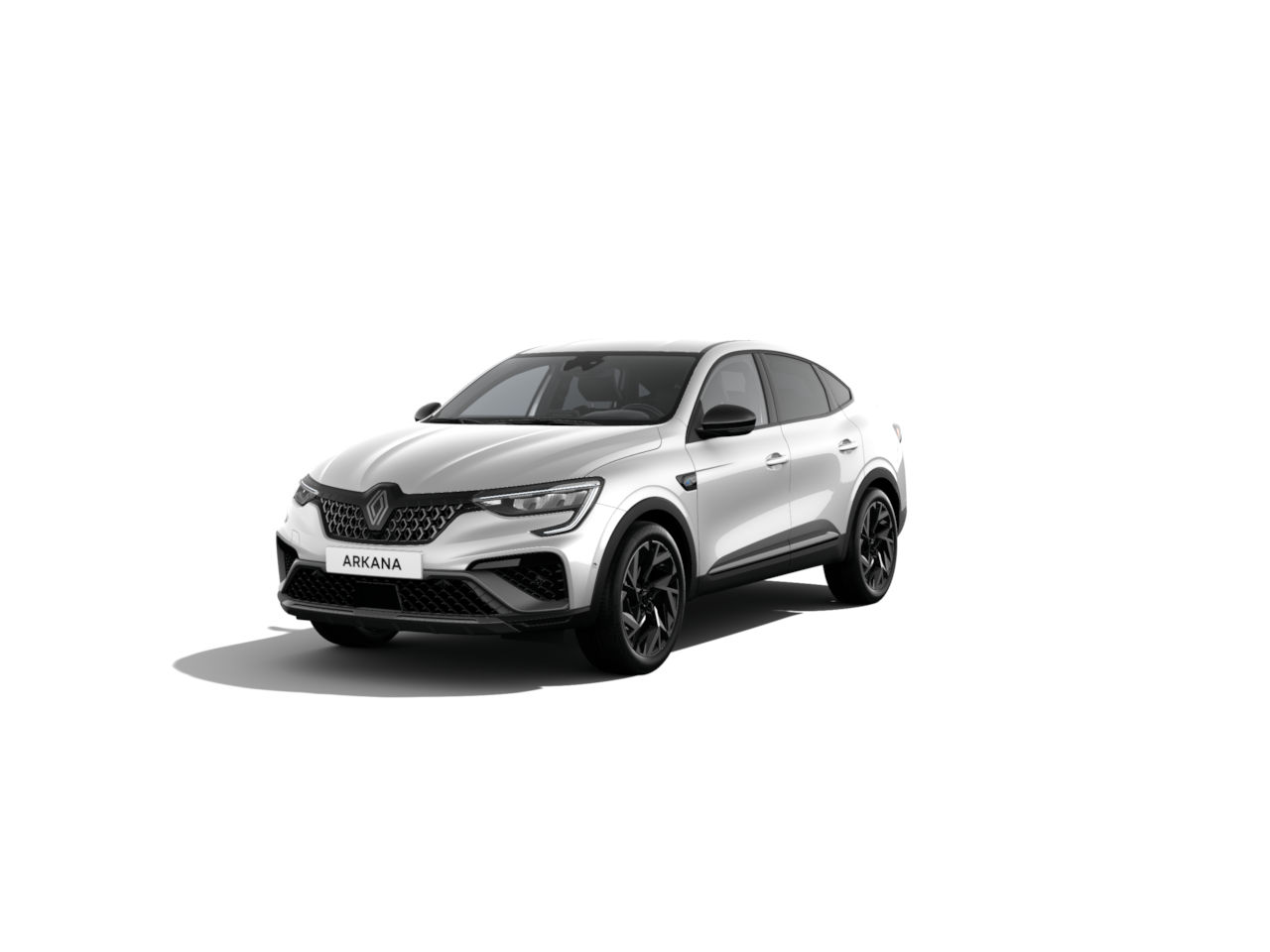 Weißer Renault Arkana SUV vor neutralem Hintergrund, sportliches Design, modern und stilvoll.
