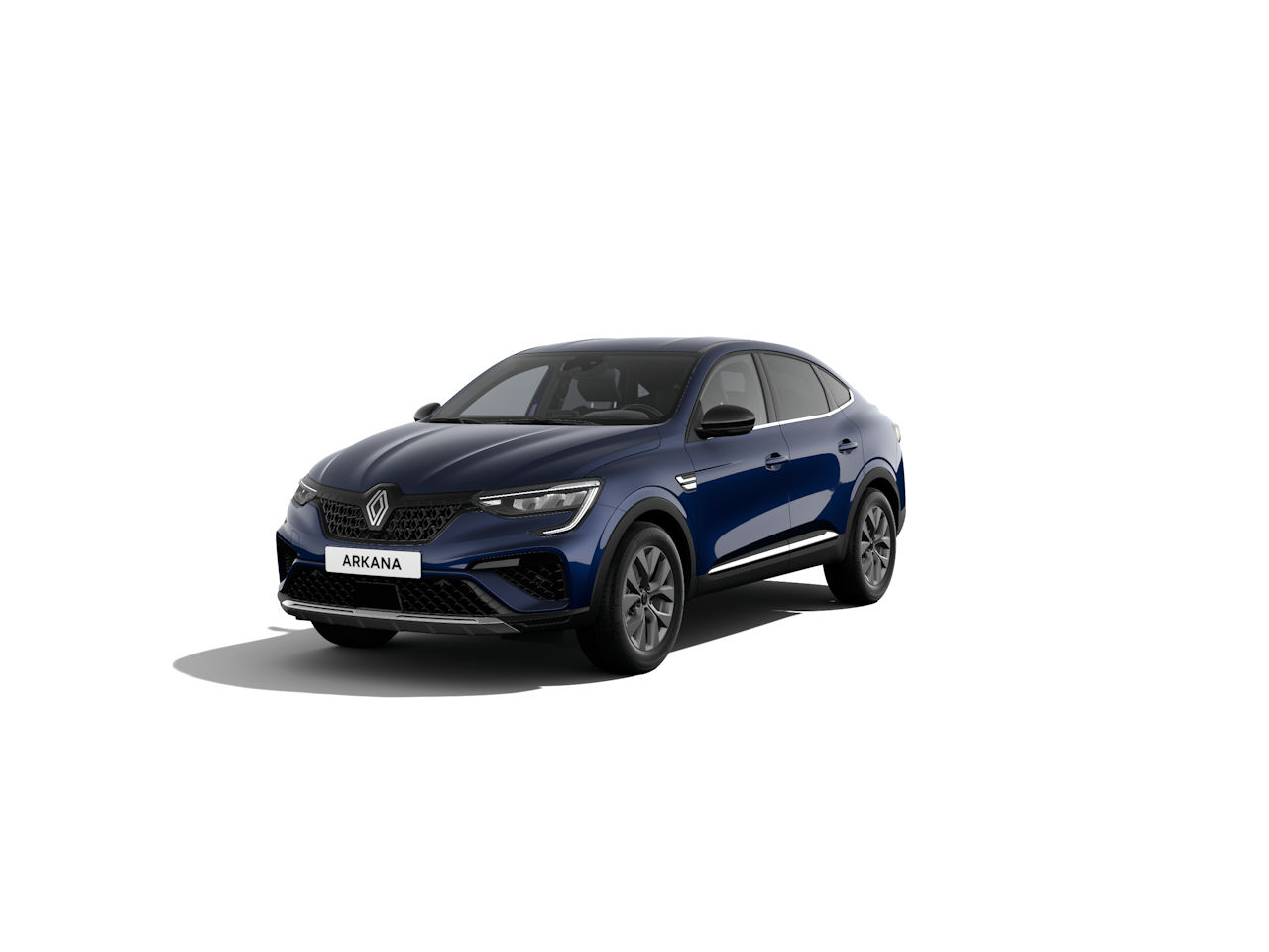 Renault Arkana in Blau, sportliches SUV-Coupé, frontal mit markanter Front und modernem Design.