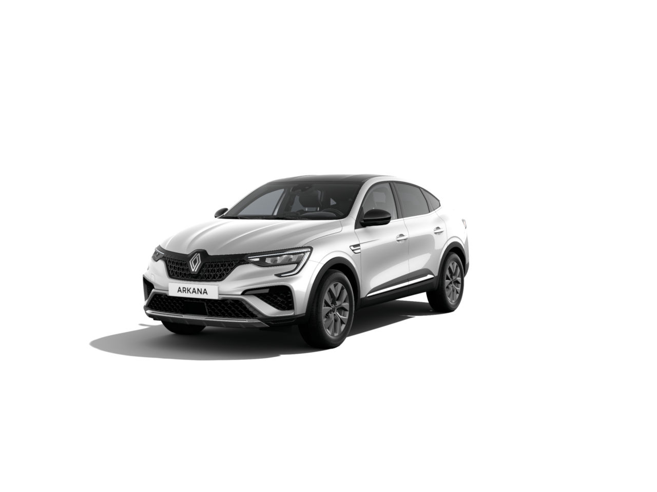Renault Arkana in Weiß, modernes Design, SUV mit sportlicher Silhouette, auf hellem Hintergrund.