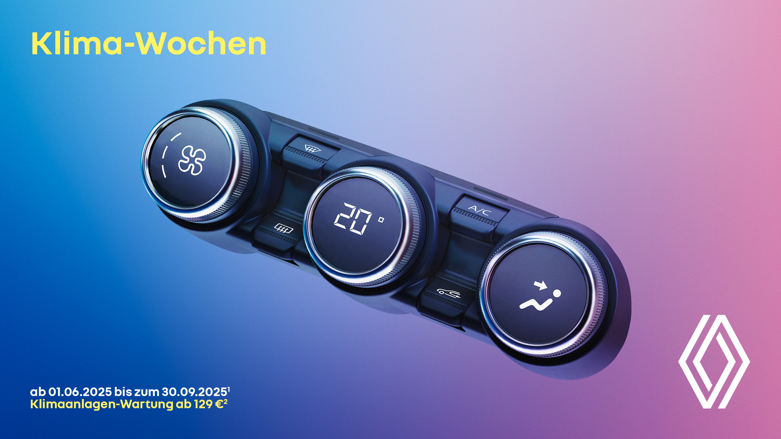Ein lächelnder Mann sitzt im Auto, während Regen auf der Scheibe fällt, mit grünem Hintergrund.