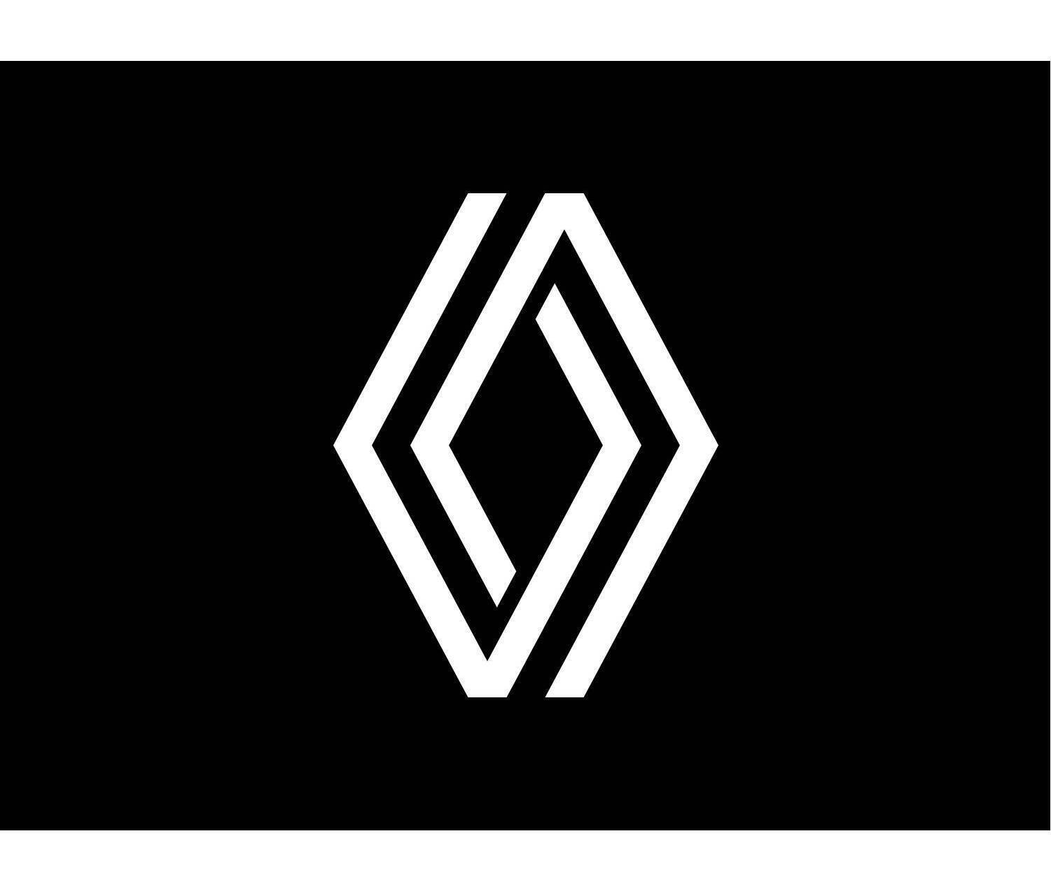 Logo von Renault auf schwarzem Hintergrund, bestehend aus stilisierten, verbundenen Rauten in Weiß.