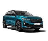 Ein modernes SUV in türkisblauer Farbe mit sportlichem Design und schwarzen Felgen, präsentiert von der Seite.