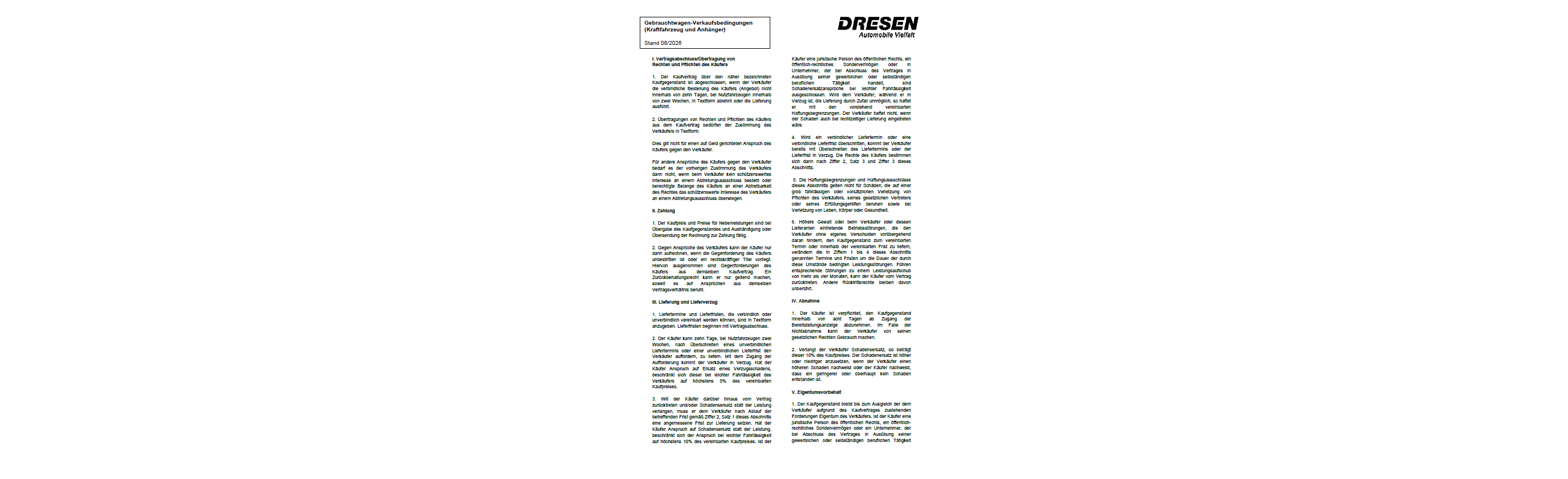 Ein Dokument mit Text über Dresen, inklusive Informationen und Erläuterungen.
