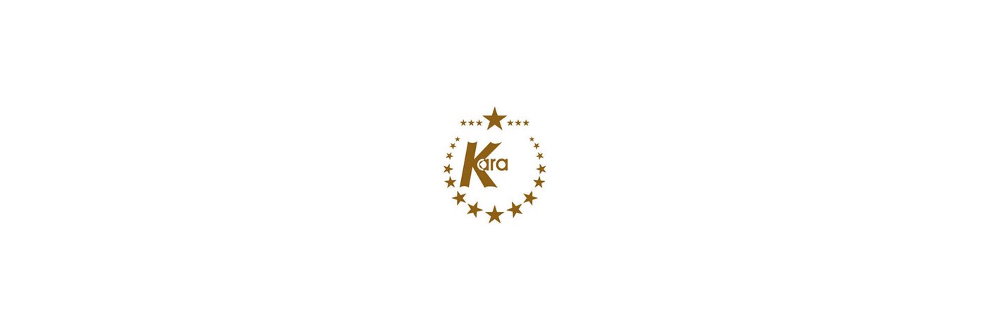 Logo von Karta mit goldenen Buchstaben und Sternen auf weißem Hintergrund.
