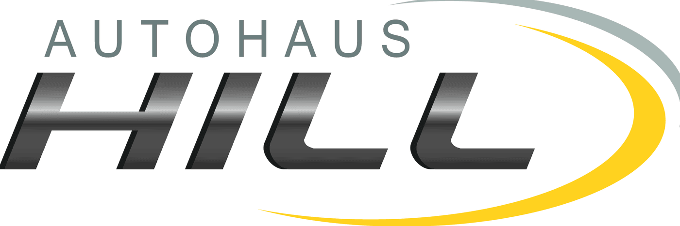 Logo von Autohaus Hill, modernes Design mit grauen und gelben Elementen.